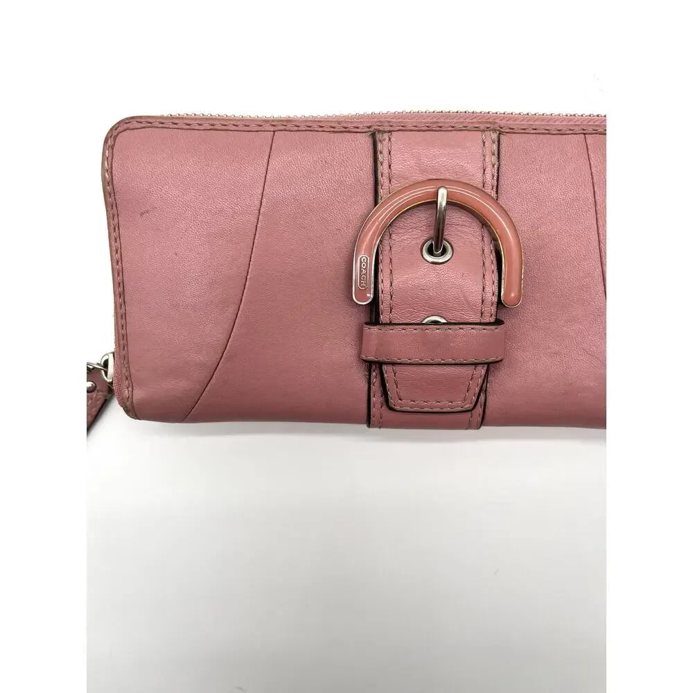 COACH SOHO Buckle Y2K Vintage Wallet, Leather Dusty Rose Pink